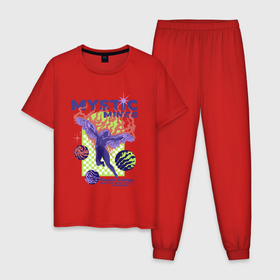 Мужская пижама хлопок с принтом Mystic minds в Кировске, 100% хлопок | брюки и футболка прямого кроя, без карманов, на брюках мягкая резинка на поясе и по низу штанин
 | 