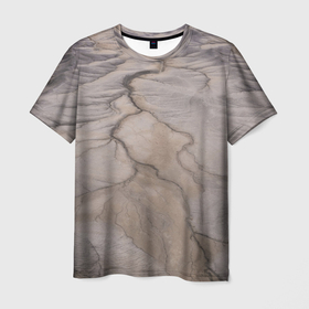 Мужская футболка 3D с принтом Пустыня вид сверху в Петрозаводске, 100% полиэфир | прямой крой, круглый вырез горловины, длина до линии бедер | 