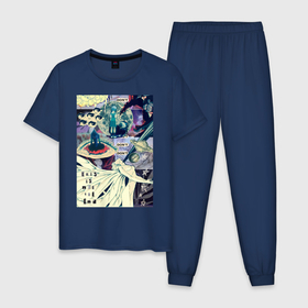 Мужская пижама хлопок с принтом Рей Аянами коллаж в Петрозаводске, 100% хлопок | брюки и футболка прямого кроя, без карманов, на брюках мягкая резинка на поясе и по низу штанин
 | 
