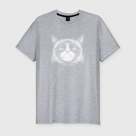 Мужская футболка хлопок Slim с принтом Мем Grumpy cat в Курске, 92% хлопок, 8% лайкра | приталенный силуэт, круглый вырез ворота, длина до линии бедра, короткий рукав | Тематика изображения на принте: 