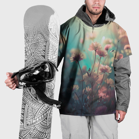 Накидка на куртку 3D с принтом Цветы на рассвете в Курске, 100% полиэстер |  | 