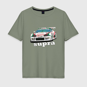 Мужская футболка хлопок Oversize с принтом Toyota Supra Castrol 36 в Санкт-Петербурге, 100% хлопок | свободный крой, круглый ворот, “спинка” длиннее передней части | 
