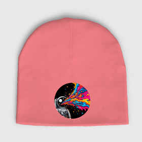 Мужская шапка демисезонная с принтом Космонавт с разноцветными брызгами ,  |  | Тематика изображения на принте: 