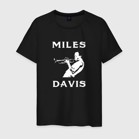 Мужская футболка хлопок с принтом Miles Davis jazz legend в Тюмени, 100% хлопок | прямой крой, круглый вырез горловины, длина до линии бедер, слегка спущенное плечо. | Тематика изображения на принте: 