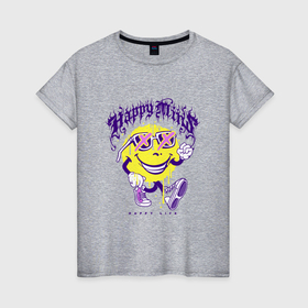 Женская футболка хлопок с принтом Счастливые минуты в Тюмени, 100% хлопок | прямой крой, круглый вырез горловины, длина до линии бедер, слегка спущенное плечо | 