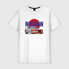 Мужская футболка хлопок Slim с принтом Nissan Skyline GTR 32 в Новосибирске, 92% хлопок, 8% лайкра | приталенный силуэт, круглый вырез ворота, длина до линии бедра, короткий рукав | 