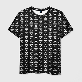 Мужская футболка 3D с принтом Ведьмачьи знаки паттерн в Курске, 100% полиэфир | прямой крой, круглый вырез горловины, длина до линии бедер | 