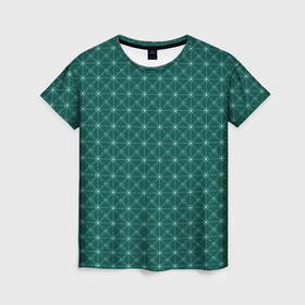Женская футболка 3D с принтом Тёмно зелёный узор в Курске, 100% полиэфир ( синтетическое хлопкоподобное полотно) | прямой крой, круглый вырез горловины, длина до линии бедер | 