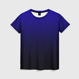 Женская футболка 3D с принтом Чёрно синий в горошек в Белгороде, 100% полиэфир ( синтетическое хлопкоподобное полотно) | прямой крой, круглый вырез горловины, длина до линии бедер | 