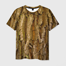 Мужская футболка 3D с принтом Кора дерева текстура в Новосибирске, 100% полиэфир | прямой крой, круглый вырез горловины, длина до линии бедер | 