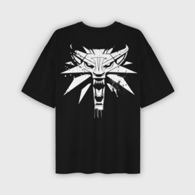 Мужская футболка oversize 3D с принтом Логотип волка с подтеками   Ведьмак 3 в Новосибирске,  |  | 