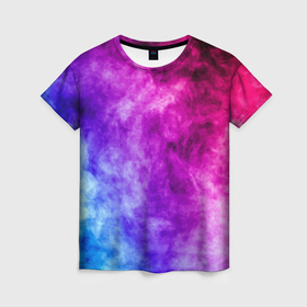 Женская футболка 3D с принтом Colorful smoke в Кировске, 100% полиэфир ( синтетическое хлопкоподобное полотно) | прямой крой, круглый вырез горловины, длина до линии бедер | 