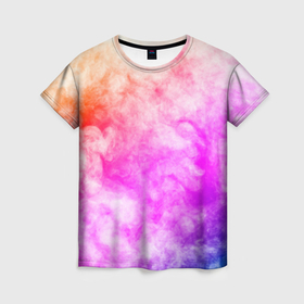 Женская футболка 3D с принтом Colorful smoke 1 в Петрозаводске, 100% полиэфир ( синтетическое хлопкоподобное полотно) | прямой крой, круглый вырез горловины, длина до линии бедер | 