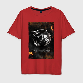 Мужская футболка хлопок Oversize с принтом The Witcher   Logo в Екатеринбурге, 100% хлопок | свободный крой, круглый ворот, “спинка” длиннее передней части | 