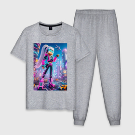 Мужская пижама хлопок с принтом Загадочный мир Майнкрафт   Барби , 100% хлопок | брюки и футболка прямого кроя, без карманов, на брюках мягкая резинка на поясе и по низу штанин
 | 