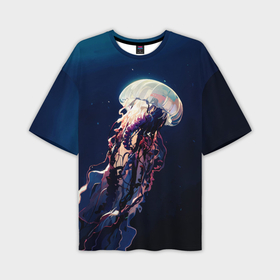 Мужская футболка oversize 3D с принтом Кудрявые щупальца медузы ,  |  | 