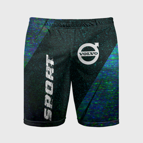 Мужские шорты спортивные с принтом Volvo sport glitch blue ,  |  | Тематика изображения на принте: 