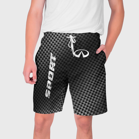 Мужские шорты 3D с принтом Infiniti sport carbon в Санкт-Петербурге,  полиэстер 100% | прямой крой, два кармана без застежек по бокам. Мягкая трикотажная резинка на поясе, внутри которой широкие завязки. Длина чуть выше колен | 