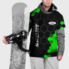 Накидка на куртку 3D с принтом Ford green sport hexagon , 100% полиэстер |  | 