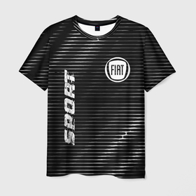 Мужская футболка 3D с принтом Fiat sport metal в Петрозаводске, 100% полиэфир | прямой крой, круглый вырез горловины, длина до линии бедер | Тематика изображения на принте: 