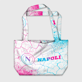 Пляжная сумка 3D с принтом Napoli neon gradient style по горизонтали в Санкт-Петербурге, 100% полиэстер | застегивается на металлическую кнопку; внутренний карман застегивается на молнию. Стенки укреплены специальным мягким материалом, чтобы защитить содержимое от несильных ударов
 | 