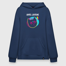 Худи SuperOversize хлопок с принтом Avril Lavigne rock star cat в Петрозаводске, 70% хлопок, 30% полиэстер, мягкий начес внутри | карман-кенгуру, эластичная резинка на манжетах и по нижней кромке, двухслойный капюшон
 | 