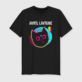 Мужская футболка хлопок Slim с принтом Avril Lavigne rock star cat в Тюмени, 92% хлопок, 8% лайкра | приталенный силуэт, круглый вырез ворота, длина до линии бедра, короткий рукав | 