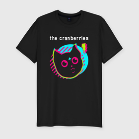 Мужская футболка хлопок Slim с принтом The Cranberries rock star cat в Белгороде, 92% хлопок, 8% лайкра | приталенный силуэт, круглый вырез ворота, длина до линии бедра, короткий рукав | Тематика изображения на принте: 