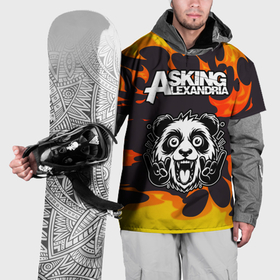 Накидка на куртку 3D с принтом Asking Alexandria рок панда и огонь в Кировске, 100% полиэстер |  | Тематика изображения на принте: 