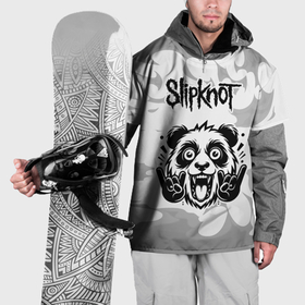 Накидка на куртку 3D с принтом Slipknot рок панда на светлом фоне в Новосибирске, 100% полиэстер |  | 
