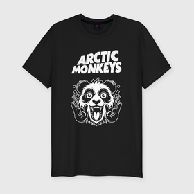 Мужская футболка хлопок Slim с принтом Arctic Monkeys rock panda , 92% хлопок, 8% лайкра | приталенный силуэт, круглый вырез ворота, длина до линии бедра, короткий рукав | 