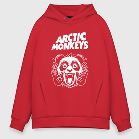 Мужское худи Oversize хлопок с принтом Arctic Monkeys rock panda в Екатеринбурге, френч-терри — 70% хлопок, 30% полиэстер. Мягкий теплый начес внутри —100% хлопок | боковые карманы, эластичные манжеты и нижняя кромка, капюшон на магнитной кнопке | 