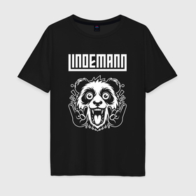 Мужская футболка хлопок Oversize с принтом Lindemann rock panda в Курске, 100% хлопок | свободный крой, круглый ворот, “спинка” длиннее передней части | 