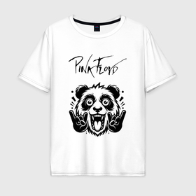 Мужская футболка хлопок Oversize с принтом Pink Floyd   rock panda в Тюмени, 100% хлопок | свободный крой, круглый ворот, “спинка” длиннее передней части | 