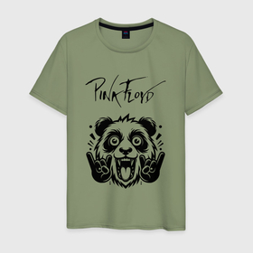 Мужская футболка хлопок с принтом Pink Floyd   rock panda , 100% хлопок | прямой крой, круглый вырез горловины, длина до линии бедер, слегка спущенное плечо. | 