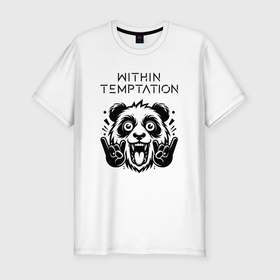 Мужская футболка хлопок Slim с принтом Within Temptation   rock panda в Санкт-Петербурге, 92% хлопок, 8% лайкра | приталенный силуэт, круглый вырез ворота, длина до линии бедра, короткий рукав | Тематика изображения на принте: 