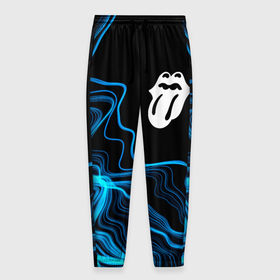 Мужские брюки 3D с принтом Rolling Stones sound wave , 100% полиэстер | манжеты по низу, эластичный пояс регулируется шнурком, по бокам два кармана без застежек, внутренняя часть кармана из мелкой сетки | 