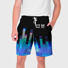 Мужские шорты 3D с принтом Depeche Mode эквалайзер в Тюмени,  полиэстер 100% | прямой крой, два кармана без застежек по бокам. Мягкая трикотажная резинка на поясе, внутри которой широкие завязки. Длина чуть выше колен | 