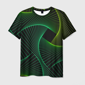 Мужская футболка 3D с принтом Сетка скрученных линий в Белгороде, 100% полиэфир | прямой крой, круглый вырез горловины, длина до линии бедер | Тематика изображения на принте: 