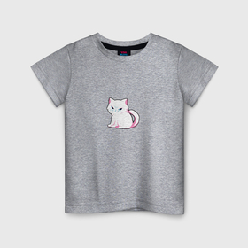 Детская футболка хлопок с принтом Недовольный котёнок в Белгороде, 100% хлопок | круглый вырез горловины, полуприлегающий силуэт, длина до линии бедер | Тематика изображения на принте: 
