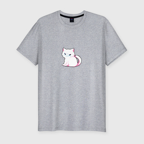 Мужская футболка хлопок Slim с принтом Недовольный котёнок в Курске, 92% хлопок, 8% лайкра | приталенный силуэт, круглый вырез ворота, длина до линии бедра, короткий рукав | 