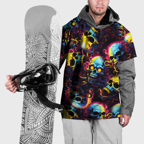Накидка на куртку 3D с принтом Разноцветные черепушки с щупальцами в Курске, 100% полиэстер |  | 