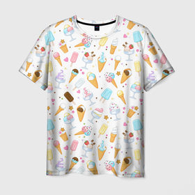 Мужская футболка 3D с принтом Рай для сладкоежек в Екатеринбурге, 100% полиэфир | прямой крой, круглый вырез горловины, длина до линии бедер | 