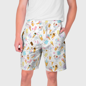 Мужские шорты 3D с принтом Рай для сладкоежек в Ухте,  полиэстер 100% | прямой крой, два кармана без застежек по бокам. Мягкая трикотажная резинка на поясе, внутри которой широкие завязки. Длина чуть выше колен | Тематика изображения на принте: 