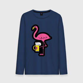 Мужской лонгслив хлопок с принтом Фламинго и пивко , 100% хлопок |  | Тематика изображения на принте: 