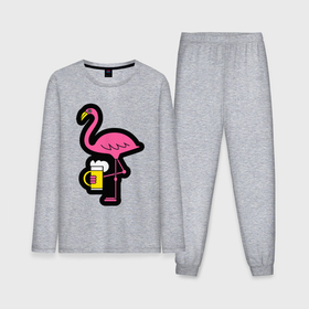 Мужская пижама с лонгсливом хлопок с принтом Фламинго и пивко ,  |  | Тематика изображения на принте: 