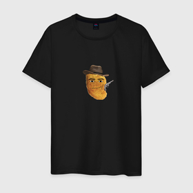 Мужская футболка хлопок с принтом Нагетс ковбой в Белгороде, 100% хлопок | прямой крой, круглый вырез горловины, длина до линии бедер, слегка спущенное плечо. | Тематика изображения на принте: 