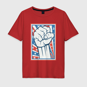 Мужская футболка хлопок Oversize с принтом USA revolution в Петрозаводске, 100% хлопок | свободный крой, круглый ворот, “спинка” длиннее передней части | 