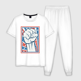 Мужская пижама хлопок с принтом USA revolution в Курске, 100% хлопок | брюки и футболка прямого кроя, без карманов, на брюках мягкая резинка на поясе и по низу штанин
 | 