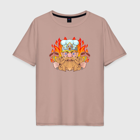Мужская футболка хлопок Oversize с принтом Король гриля в Кировске, 100% хлопок | свободный крой, круглый ворот, “спинка” длиннее передней части | Тематика изображения на принте: 